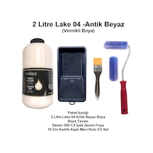 2 Litre Handy Lake 004 Antik Beyaz Kendinden Vernikli Kadife Kaplı Rulo Set Antik Beyaz
