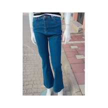 Çınar Boutique Büyük Beden İspanyol Paça Kot Pantolon Koyu Mavi Koyu Mavi
