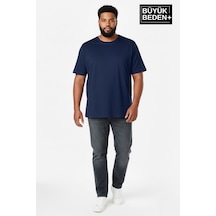 Superlife Büyük Beden Erkek Basic Tişört Pamuklu Düz T-shirt 3xl-6xl Spr26bts510 Lacivert