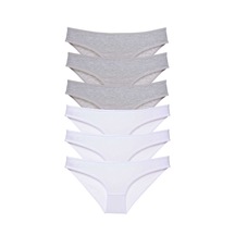 6 Adet Süper Eko Set Likralı Kadın Slip Külot Gri Beyaz Çok Renkli