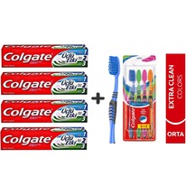 Colgate Diş Macunu Üçlü Etki 100 Ml X 4 Adet + Extra Clean Colors Diş Fırçası 3+1 Beyazlık
