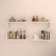 Rafkestir 4 Lü L Raf Set ( 45 Cm ) Beyaz ( Mat )