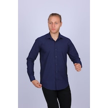 Tousus Slim Fit Lacivert Pitikareli Erkek Gömlek Slm-5108-tss