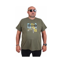 Moc Grande Mocgrande Erkek Büyük Beden Sıfır Yaka Tişört Think 25184 Hakı Haki