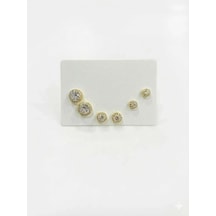 Zirkon Taşlı Pirinç Altılı Kombin Küpe - Kp00621 Çok Renkli