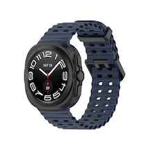 Samsung Galaxy Watch Ultra 47mm Uyumlu Krd-118 Tırtıklı Tasarım Silikon Kordon - Midnight Blue
