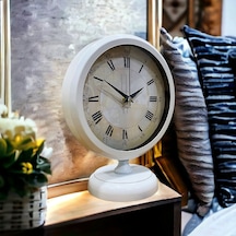 Beyaz Metal Ofis Salon Otel Masa Saati 25*20 cm Y5