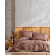 Şaheser Enza %100 Pamuk Jakarlı Çift Kişilik Yatak Örtüsü Seti-be Bej