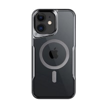 Apple iPhone 12 & 12 Pro Uyumlu Kılıf Metal Çerçeve Görünümlü Kırılmaz Boyi Kapak Titanyum-Gri