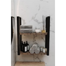 Aju 2 Katlı Duvar Ve Tezgah Üzeri Raf Ev Banyo Mutfak Baharatlık, Kitaplık, Metal Çok Amaçlı Düzenleyici Ceviz