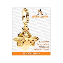 Karanlıkta Parlayan Sarı Ateş Böceği Charm Gold Gümüş