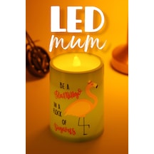 Flamingo Led Mum Bardak Tipi Pilli Dumansız Alevli Dekoratif Yapay Mum Işıldak Dekor Lambası 10 Cm