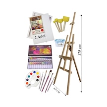 Akrilik Boya Resim Başlangıç Seti Maries 12 Renk Akrilik Boya Şövalye 2 Tuval 50x70 Fırça Spatula Şövale