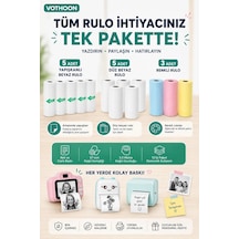 13 Lü Mini Yazıcı Termal Rulo Seti Çocuk Kamera Baskı Kağıdı 5 Yapışkanlı 5 Düz Beyaz 3 Renkli