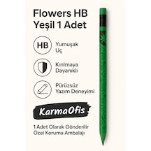Flowers Hb Pembe Kurşun Kalem 1 Adet Çiçek Desenli Hb Uç Yeşil