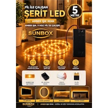 Pilli Led Amber Yapışkanlı 5 Metre Butonlu Pil Dahildir Amber Amber