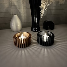 3d Baskı Modern Çizgili Mumluk - Tealight Mumluk 1 Adet -kahverengi Diğer