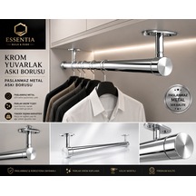Krom Yuvarlak Askı Borusu Seti 40 Cm Paslanmaz Metal Dolap İçi Elbise Askılık Sistemi Çoklu Renk