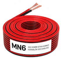 Mn6 Mn250hkf 2x2.50 Mm Hoparlör Kablosu 100 Metre Siyah Kırmızı Kordon Amfi Ve Ses Sistemi Kablosu