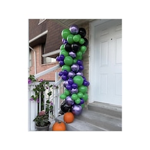 Krom Mor Koyu Yeşil Siyah Mor Balon Zinciri 100 Adet Beyaz