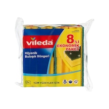 Vileda 141127 Oluklu Bulaşık Süngeri, Yeşil, 8 Parça