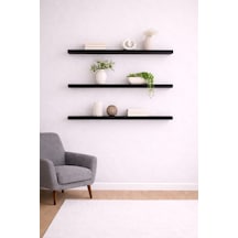 90 Cm 3lü Mat Siyah Mdf Uçan Duvar Rafı Gizli Bağlantı Kitaplık Siyah