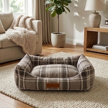 Jungolica Comfy Pet Kedi Ve Köpek Yatağı Bej/oeko-tex Sertifikalı Dokuma Kumaş, Yıkanabilir Fer