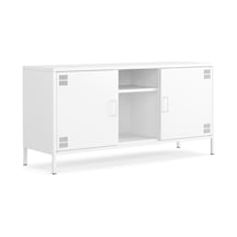Pera Tv Ünitesi, Tv Dolabı,2 Kapaklı, Açık Raflı 130,50 X 40 X 64,50 Cm Ral 9016 Beyaz