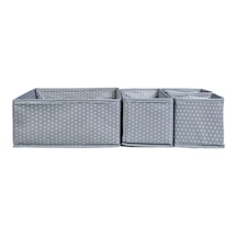 4 'lü Gri Beyaz Puantiyeli Dolap & Çekmece Düzenleyici Saklama Kutusu Organizer Kumaş 40 X 40 Gri Diğer