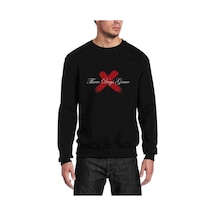 Three Days Grace 2 Baskılı Siyah Erkek Sweatshirt