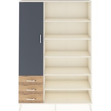 Arges Dolap 9 Raflı 3 Çekmeceli 3 Kapaklı 132x30x195 Aytaşı-antrasit/çam Antrasıt/atlas Çam