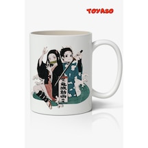 İblis Keser Demon Slayer Tanjiro & Nezuko Temalı Beyaz Kupa Bardak Sevgiliye Arkadaşa Hediye Beyaz