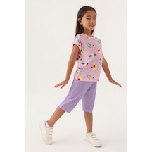 Rolypoly Owl Mor Kız Çocuk Kapri Takım 5274-42947 Pembe