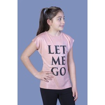 Toontoy Kids Toontoy Kız Çocuk Let Me Go Baskılı Tişört Pudra