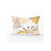 Realhomes Beyaz Zemin Üzerinde Soyut Renkli Yaprak Desenli Modern Dikdörtgen Yastık Kırlent Kılıfı RH-23914