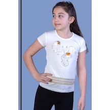 Toontoy Kids Toontoy Kız Çocuk Beauty Baskılı Tişört Ekru