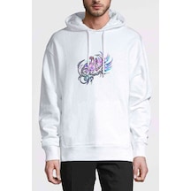 Scorpion Colour Mix Baskılı Beyaz Erkek Kapşonlu Sweatshirt