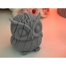 3d Baskı Hareketli Baykuş Figürü - Eklemli Flexi Oyuncak - Gri