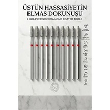 10'lu Elmas Freze Ucu Seti - Protez Tırnak Kalıcı Oje Manikür Ve Hobi Tesbih 882/031r 723099