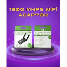 Mey İthalat Yüksek Hızlı 1200 Mbps Çift Bant Usb Wifi Adaptör - Güçlü Sinyal, Geniş Uyumluluk