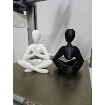 2 Renk Siyah Ve Beyaz Yoga Yapan Figür Heykelcik Ev Dekorasyon Dekoratif