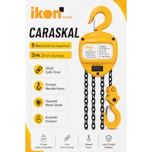 5 Ton 3 M Zincirli Caraskal Emniyet Mandallı Kanca Çelik Zincirli Kaldırma Aparatı