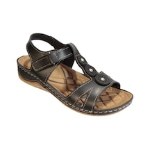 Gezer Kadın Krem Siyah Taşlı 4cm Topuklu Sandalet 001 Gezer Kadın Krem Siyah Taşlı 4cm Topuklu Sandalet 001