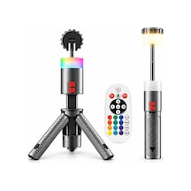 Exeo Şarjlı Kamp Feneri Teleskopik Lamba Rgb Led Işık Kumandalı 10000 Mah Powerbank Özellikli Gümüş