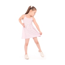 Toontoy Kız Çocuk Baskılı Regular Fit Kare Yaka Kolsuz Askılı Elbise - Açık Lila