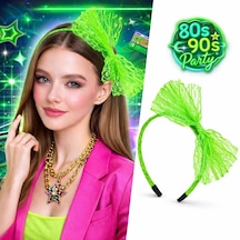 80 Ler 90 Lar Neon Yeşil Dantel Taç Fiyonklu +3