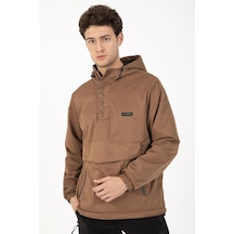 Maraton Sportswear Comfort Erkek Kapşonlu Uzun Kol Basic Taba Yağmurluk 21353-taba Taba