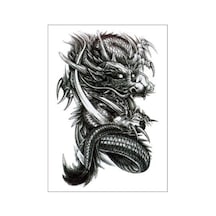 Cool Dragon Geçici Dövme Çıkartması - Kol, Bacak Ve Omuz İçin Büyük Boy Su Geçirmez Tattoo Siyah