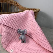 Yenidoğan Bebek Battaniyesi, Organik %100 Pamuk Bebek Pikesi, Çok Amaçlı Örtü, Pembe-sarı, 75x75 Cm