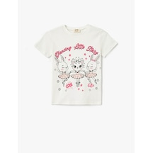 Koton Ekru Kız Çocuk T-shirt 5skg10109ak Ekru